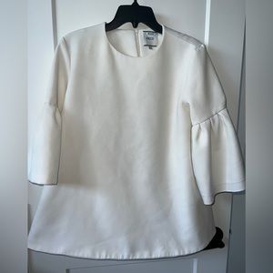 EDIT white blouse large 3/4 sleeves zipper back L